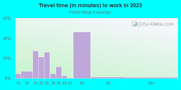 Commute time to work in Polish Village in Toledo neighborhood in OH