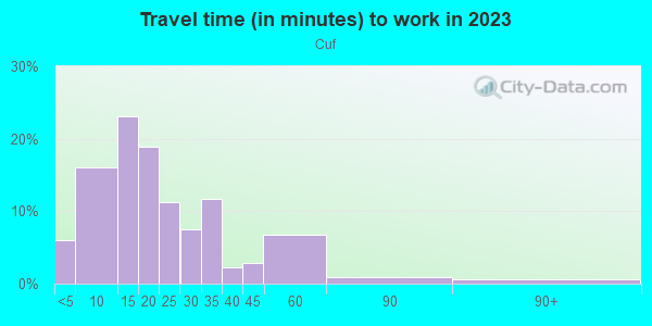 Commute time to work in Cuf in Cincinnati neighborhood in OH