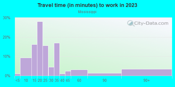 Commute time to work in Mississippi in Portland neighborhood in OR