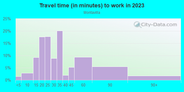 Commute time to work in Montavilla in Portland neighborhood in OR