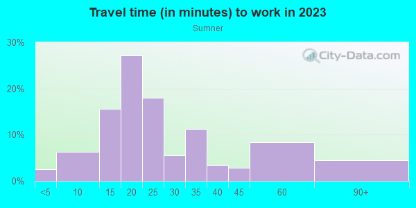 Commute time to work in Sumner in Portland neighborhood in OR