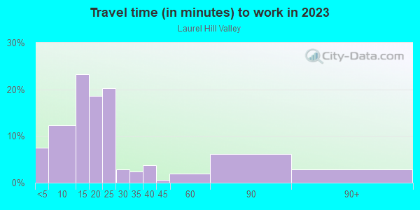 Commute time to work in Laurel Hill Valley in Eugene neighborhood in OR