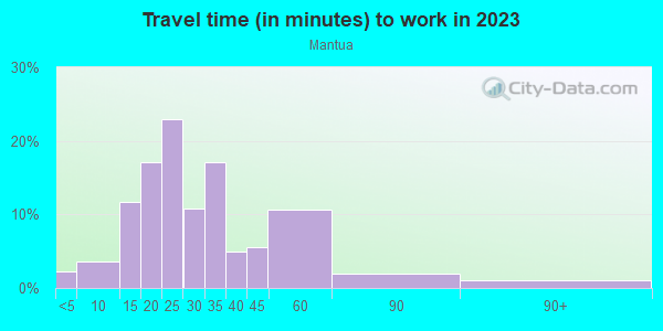 Commute time to work in Mantua in Philadelphia neighborhood in PA