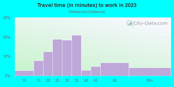 Commute time to work in Wildewood in Columbia neighborhood in SC