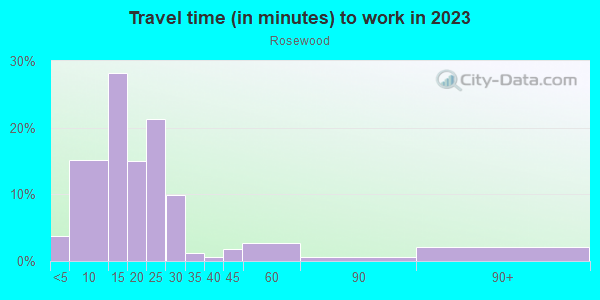 Commute time to work in Rosewood in Columbia neighborhood in SC