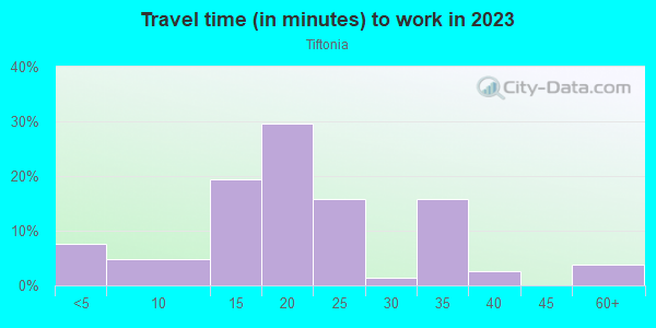 Commute time to work in Tiftonia in Chattanooga neighborhood in TN
