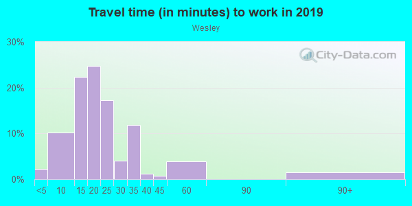 Commute time to work in Wesley in Knoxville neighborhood in TN