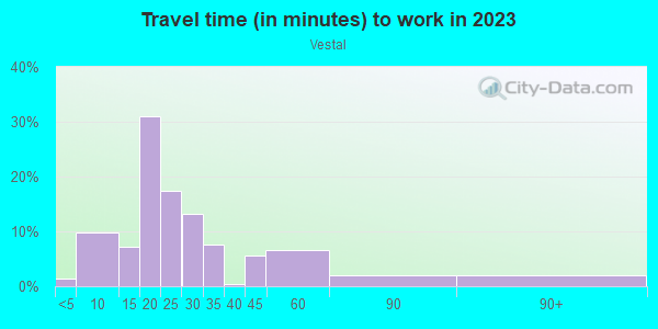 Commute time to work in Vestal in Knoxville neighborhood in TN
