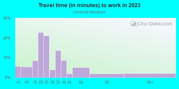 Commute time to work in University Meadows in Dallas neighborhood in TX
