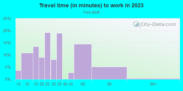 Commute time to work in Fern Bluff in Round Rock neighborhood in TX