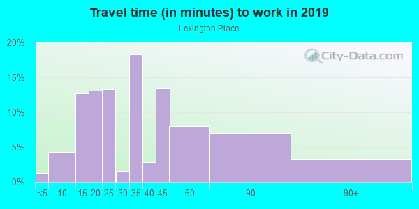 Commute time to work in Lexington Place in Missouri City neighborhood in TX