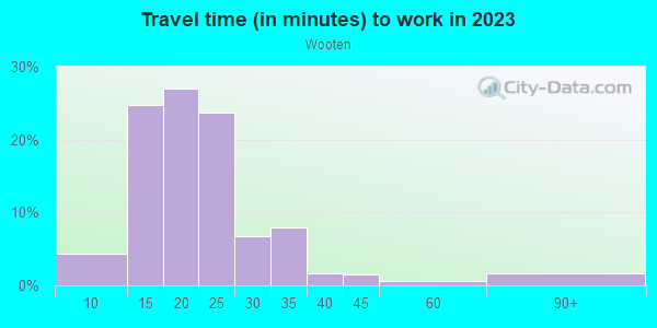 Commute time to work in Wooten in Austin neighborhood in TX