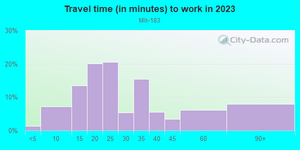 Commute time to work in Mlk-183 in Austin neighborhood in TX