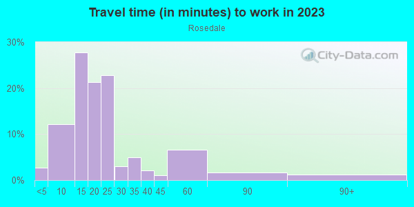 Commute time to work in Rosedale in Austin neighborhood in TX