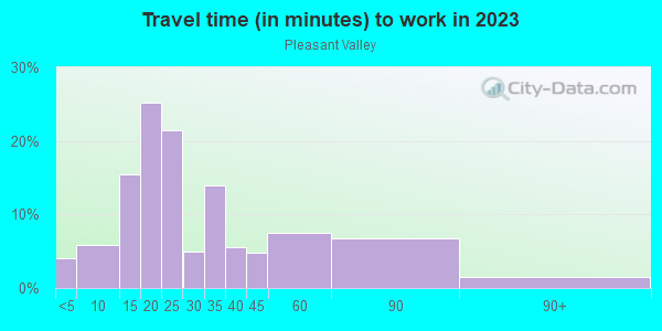 Commute time to work in Pleasant Valley in Austin neighborhood in TX