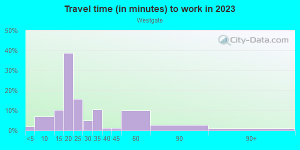 Commute time to work in Westgate in Austin neighborhood in TX