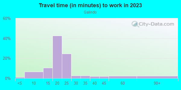 Commute time to work in Galindo in Austin neighborhood in TX