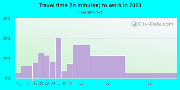 Commute time to work in Pleasant Grove in Dallas neighborhood in TX