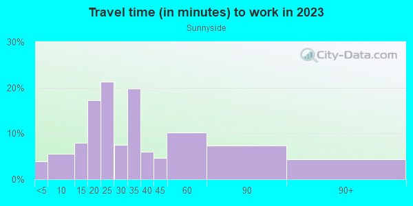 Commute time to work in Sunnyside in Houston neighborhood in TX