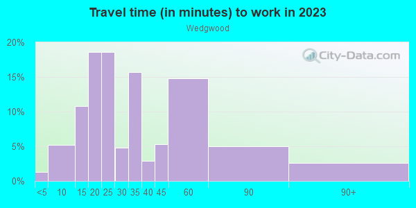 Commute time to work in Wedgwood in Fort Worth neighborhood in TX