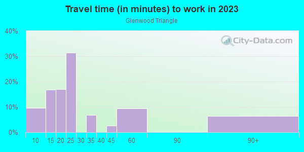 Commute time to work in Glenwood Triangle in Fort Worth neighborhood in TX