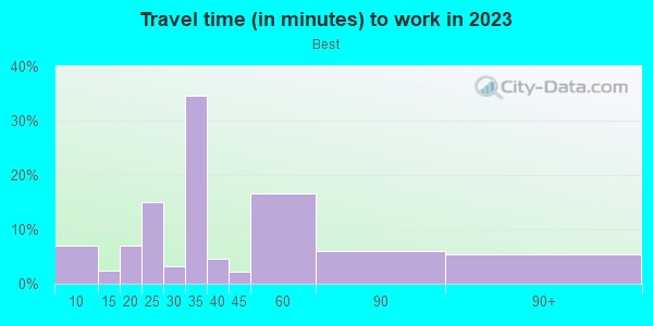 Commute time to work in Best in Garland neighborhood in TX