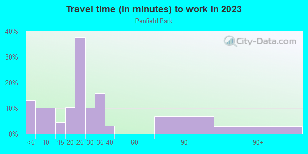 Commute time to work in Penfield Park in Birmingham neighborhood in AL
