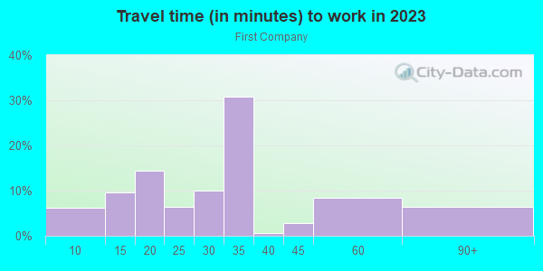 Commute time to work in First Company in Dallas neighborhood in TX