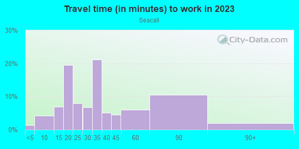 Commute time to work in Seacall in Laguna Niguel neighborhood in CA