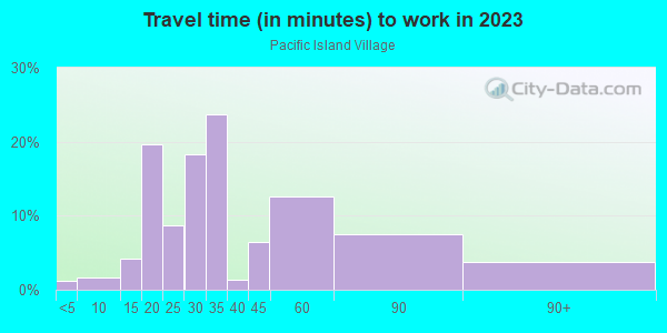 Commute time to work in Pacific Island Village in Laguna Niguel neighborhood in CA
