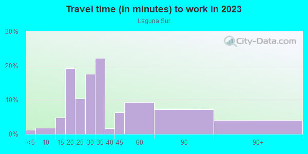 Commute time to work in Laguna Sur in Laguna Niguel neighborhood in CA