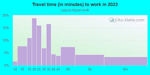 Commute time to work in Laguna Niguel North in Laguna Niguel neighborhood in CA