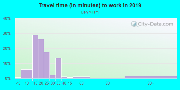 Commute time to work in Ben Milam in Bryan neighborhood in TX