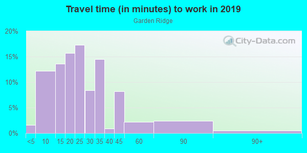 Commute time to work in Garden Ridge in Round Rock neighborhood in TX