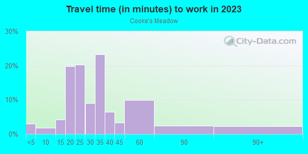 Commute time to work in Cooke's Meadow in Fort Worth neighborhood in TX