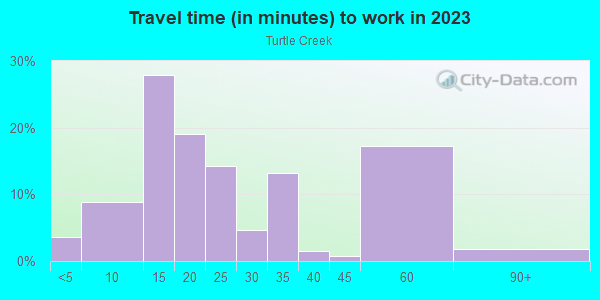 Commute time to work in Turtle Creek in Dallas neighborhood in TX