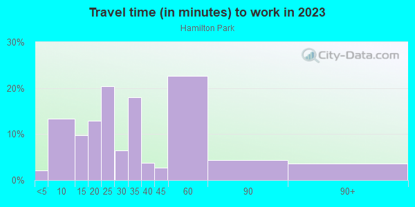 Commute time to work in Hamilton Park in Dallas neighborhood in TX