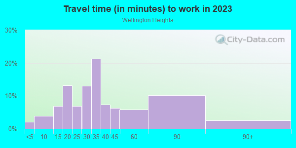 Commute time to work in Wellington Heights in Alexandria neighborhood in VA