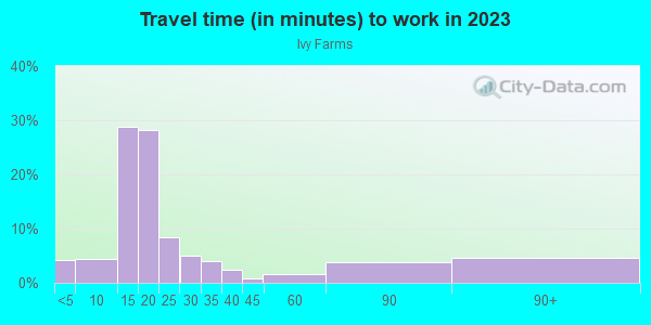 Commute time to work in Ivy Farms in Newport News neighborhood in VA