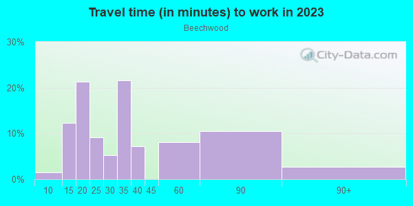 Commute time to work in Beechwood in Newport News neighborhood in VA