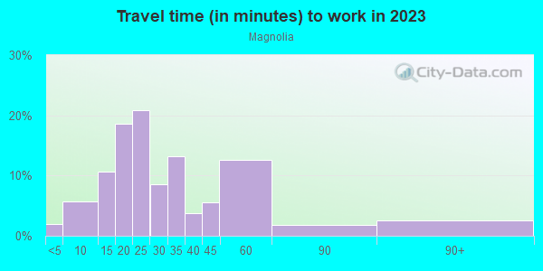 Commute time to work in Magnolia in Seattle neighborhood in WA