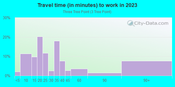 Commute time to work in Three Tree Point in Burien neighborhood in WA