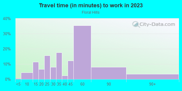 Commute time to work in Floral Hills in Lynnwood neighborhood in WA
