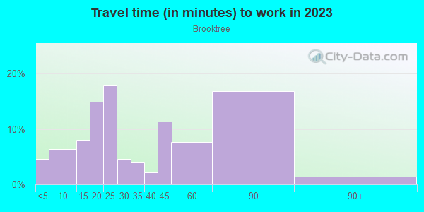 Commute time to work in Brooktree in San Jose neighborhood in CA