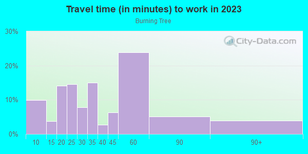 Commute time to work in Burning Tree in San Jose neighborhood in CA