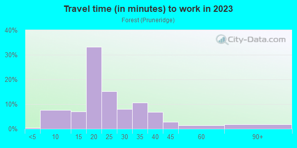 Commute time to work in Forest in San Jose neighborhood in CA