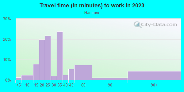 Commute time to work in Hammer in San Jose neighborhood in CA