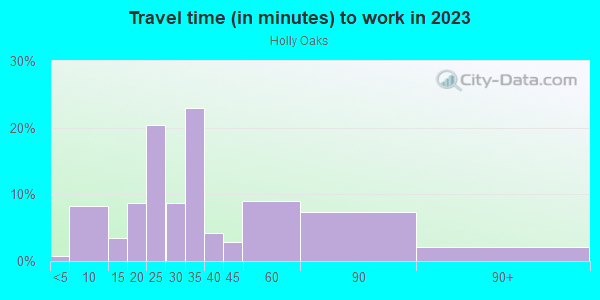 Commute time to work in Holly Oaks in San Jose neighborhood in CA
