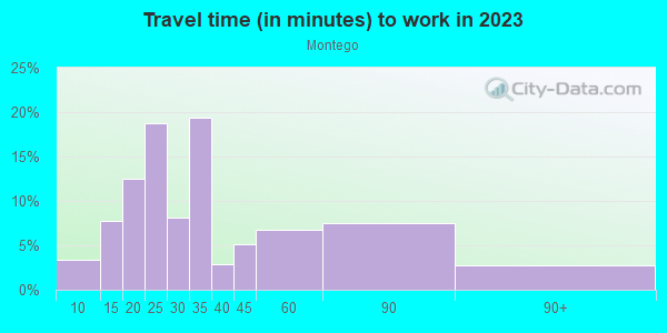 Commute time to work in Montego in San Jose neighborhood in CA