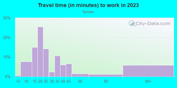 Commute time to work in Tamien in San Jose neighborhood in CA